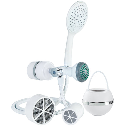 2-in-1 Combo Shower Filter and Bath Ball Bundle - - Crystal Quest Water Filters