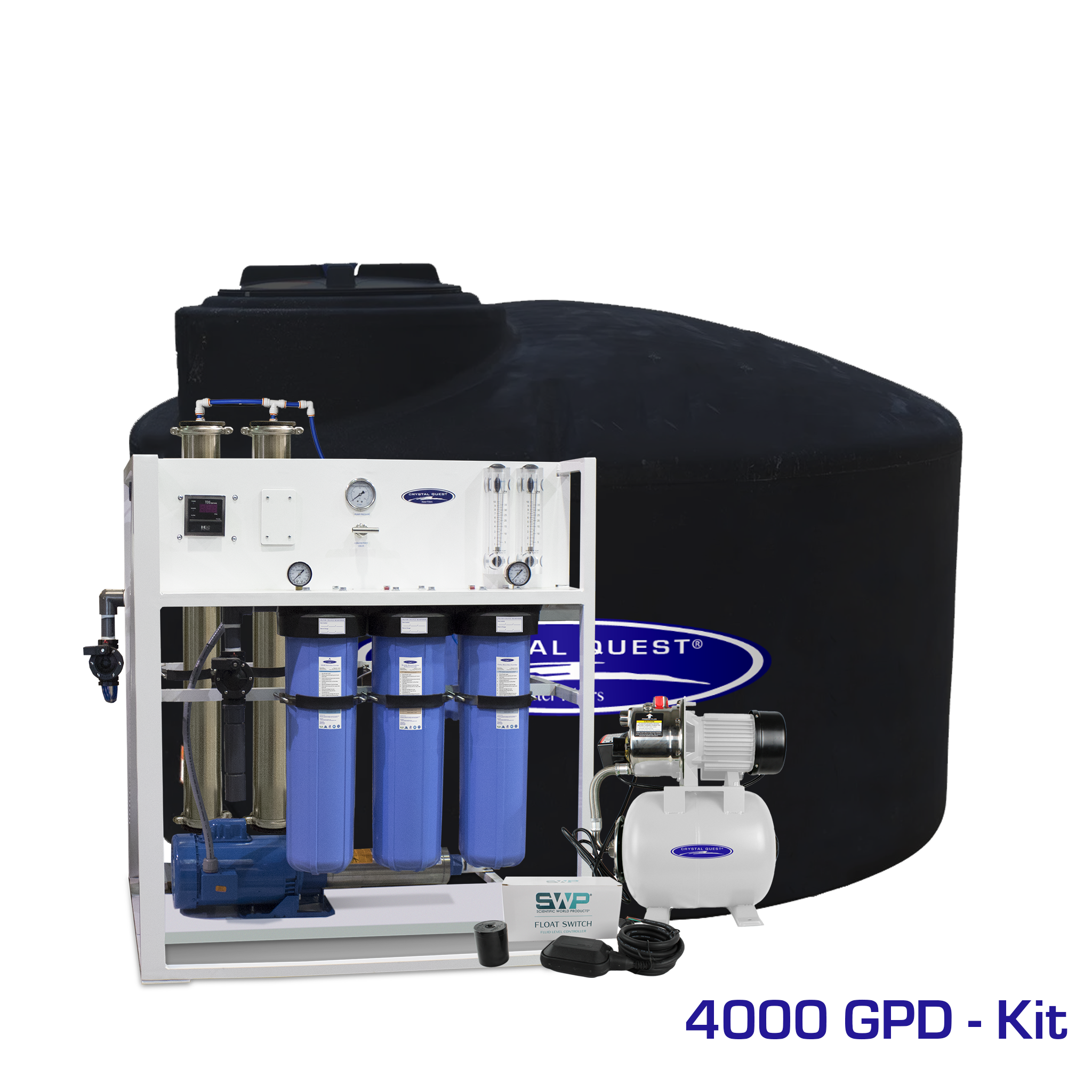 4,000 GPD / Add Storage Tank Kit (165 Gal) Commercial Mid-Flow Reverse Osmosis System (500-7000 GPD) - Commercial - Crystal Quest