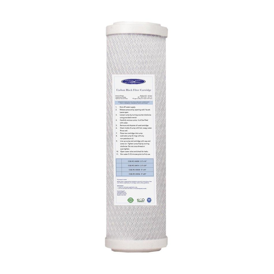 4-5/8" x 20" Coconut Based 5-Micron Carbon Block Filter Cartridge - Water Filter Cartridges - Crystal Quest