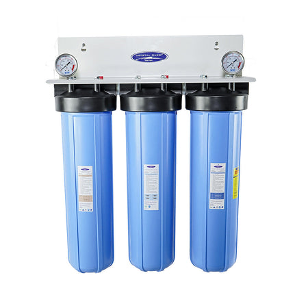 Double / 1" / With System Stand Big Blue Whole House Water Filter, Alkalizing (4-6 GPM | 1-2 people) - Whole House Water Filters - Crystal Quest