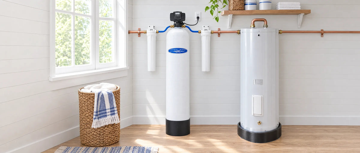 Water treatment system in a bright home utility room