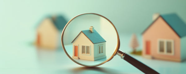 Magnifying glass examining a small model house, a close look at what whole-home water treatment costs