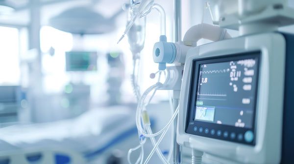 Hospital medical room with patient monitor and IV equipment where water purity is critical