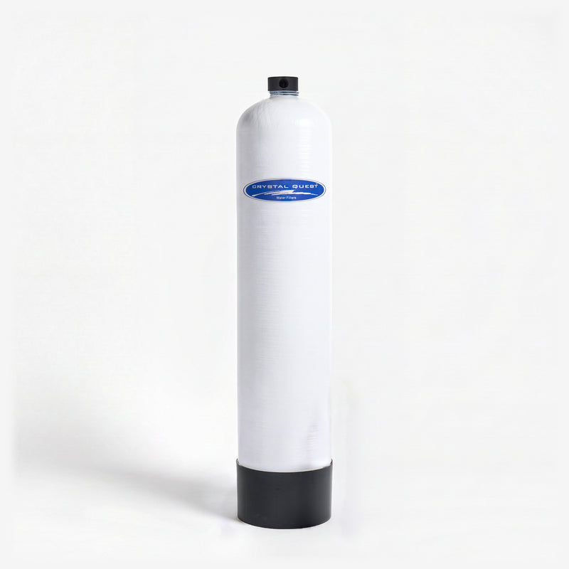 Natural Alkalizer/Ionizer Whole House System, white no-backwash tank with black base and small black top cap