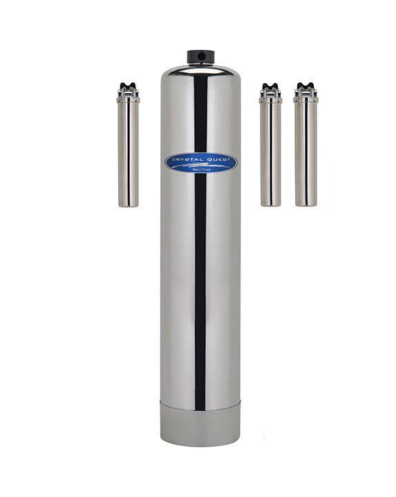 Salt-Free Water Conditioner, stainless steel tank with three stainless filter housings