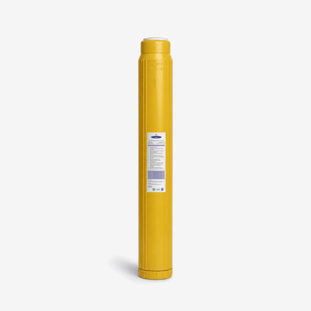 Iron Filter Cartridge, 2-7/8 x 20 inch single tall slim yellow cartridge with white label