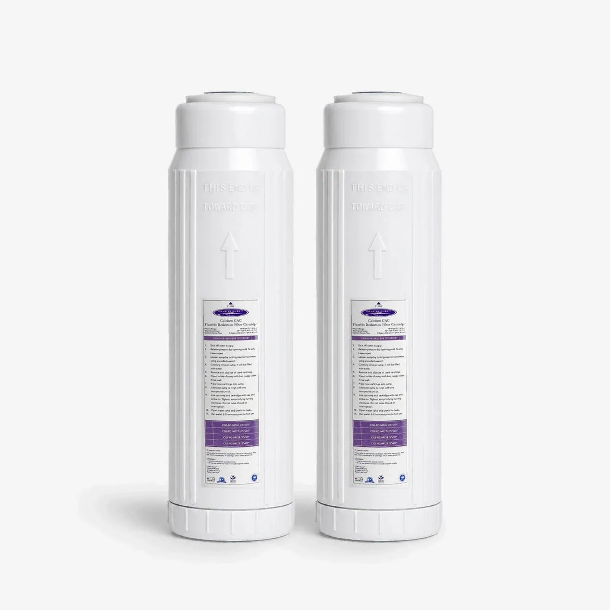 2-7/8” x 9-3/4” / Pack of 2 Calcium GAC Fluoride Reduction Filter Cartridge - Water Filter Cartridges - Crystal Quest®