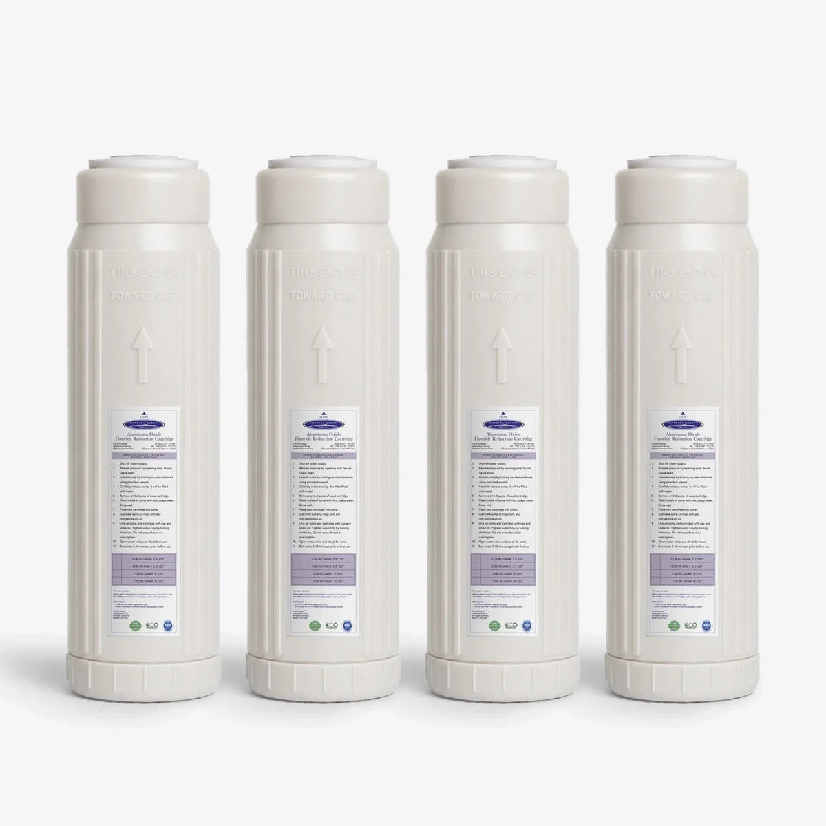 2-7/8" x 9-3/4" / Pack of 4 Aluminum Oxide Fluoride Reduction Filter Cartridge - Water Filter Cartridges - Crystal Quest®