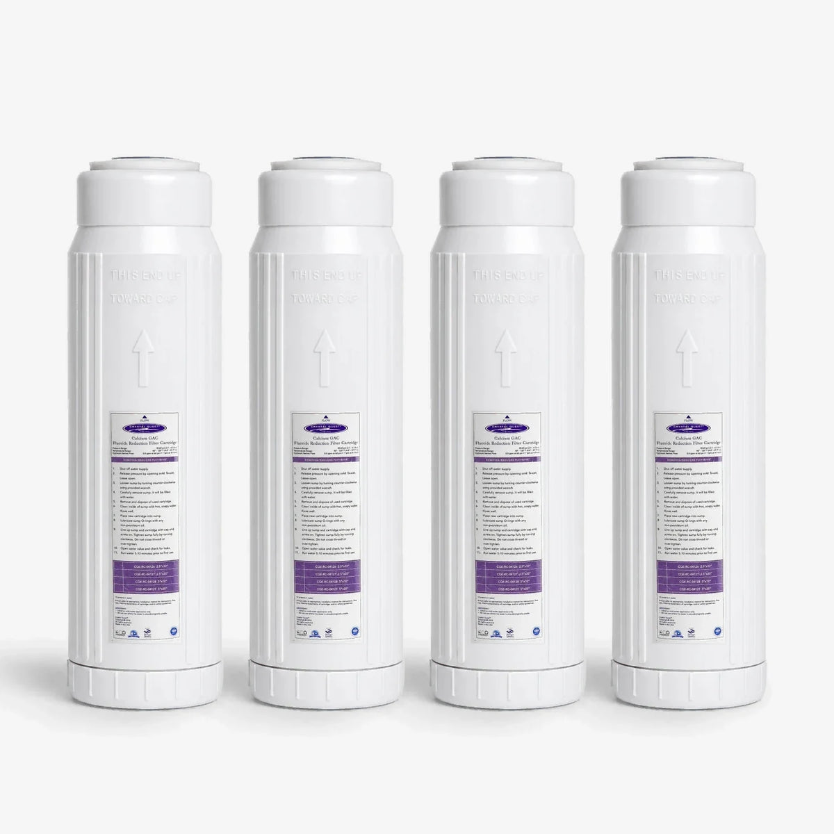 2-7/8” x 9-3/4” / Pack of 4 Calcium GAC Fluoride Reduction Filter Cartridge - Water Filter Cartridges - Crystal Quest®