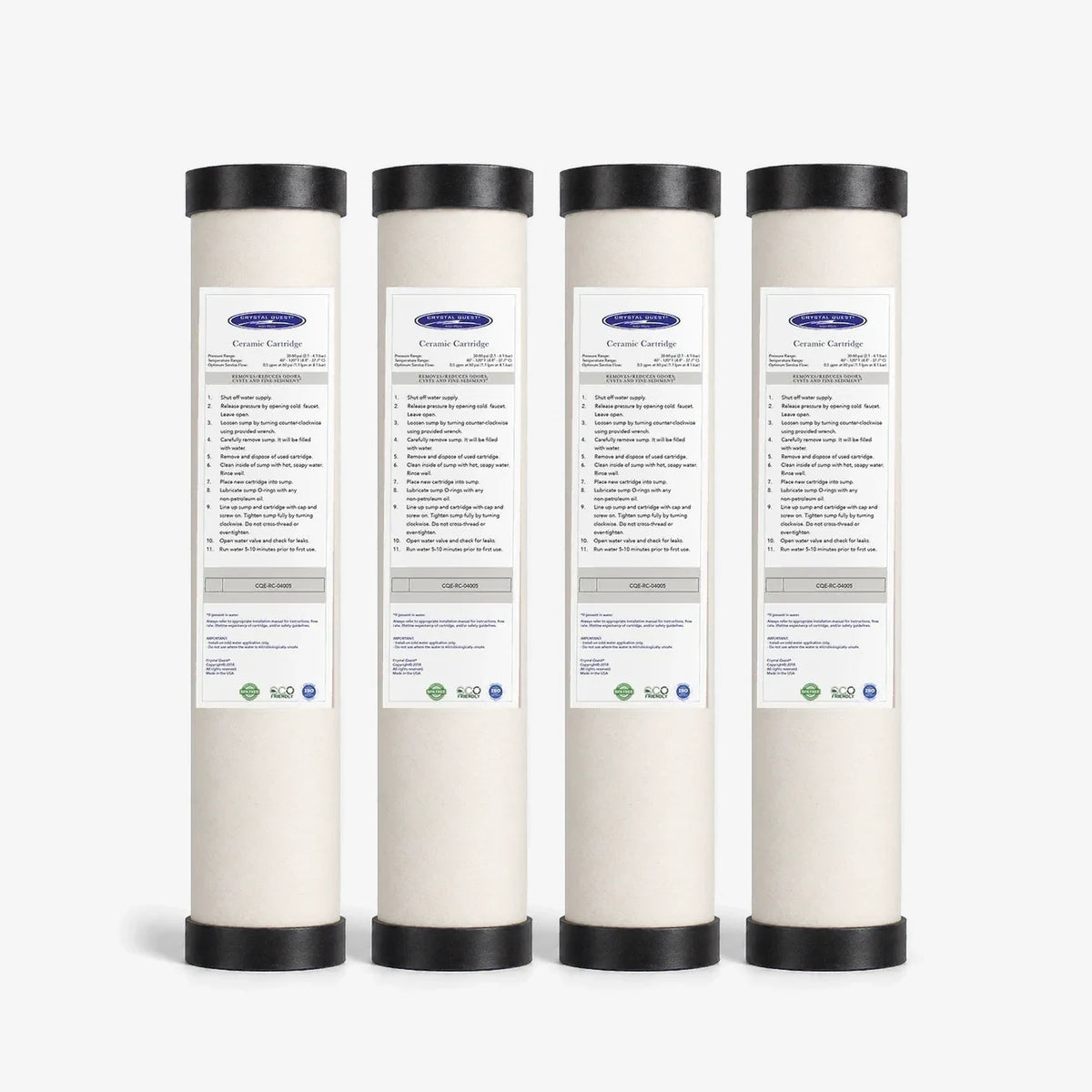2-7/8" x 9-3/4" / Pack of 4 Ceramic Water Filter Cartridge - Water Filter Cartridges - Crystal Quest®