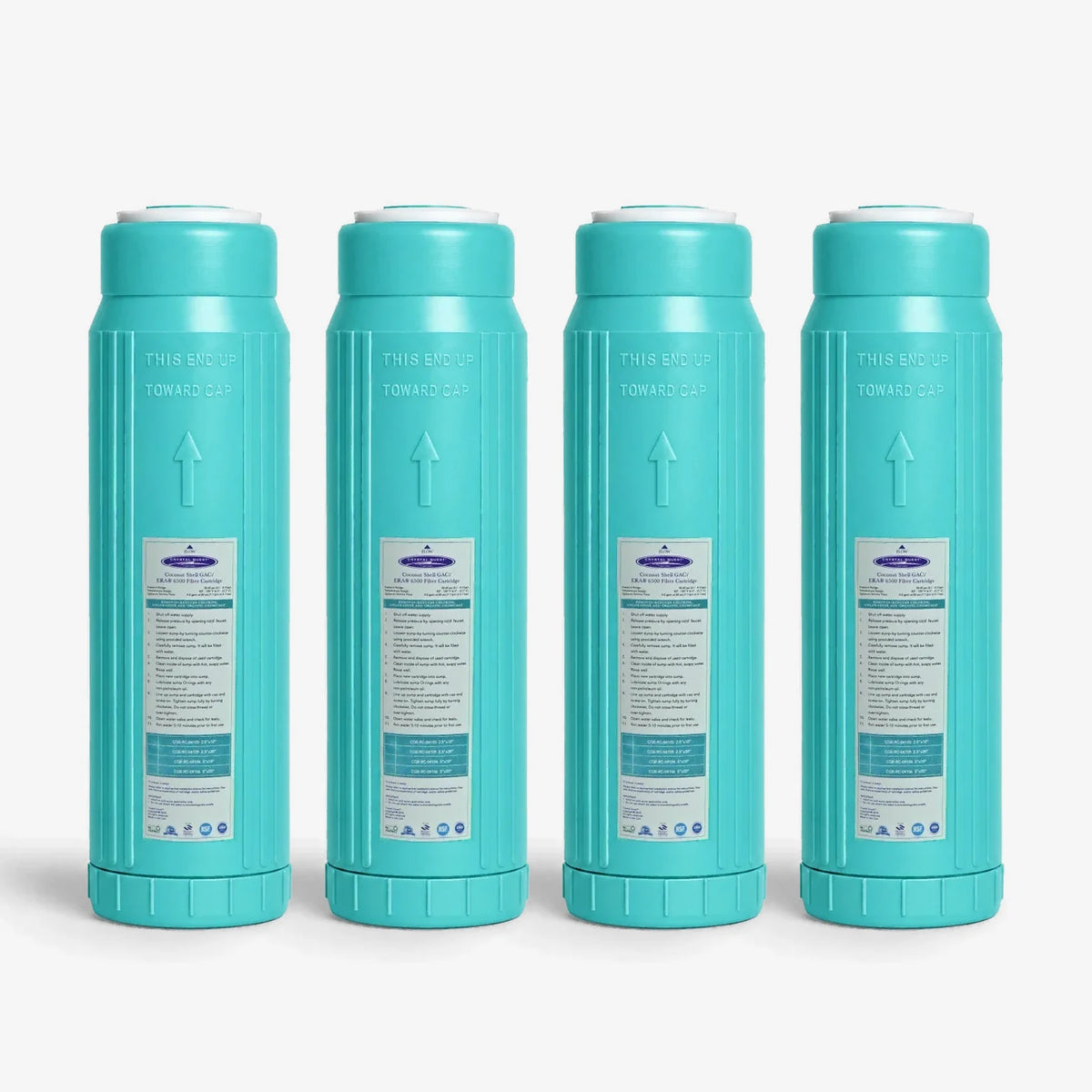 2-7/8” x 9-3/4” / Pack of 4 GAC Filter Cartridge (Coconut Shell Granular Activated Carbon) - Water Filter Cartridges - Crystal Quest®
