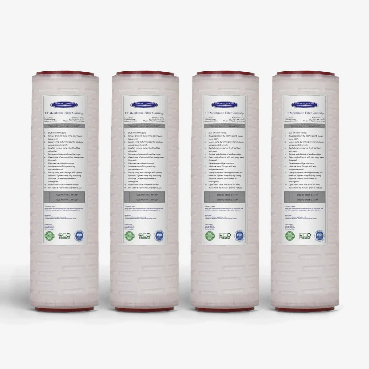 2-7/8" x 9-3/4" / Standard / Pack of 4 Ultrafiltration (UF) Water Filter Membrane - Water Filter Cartridges - Crystal Quest®