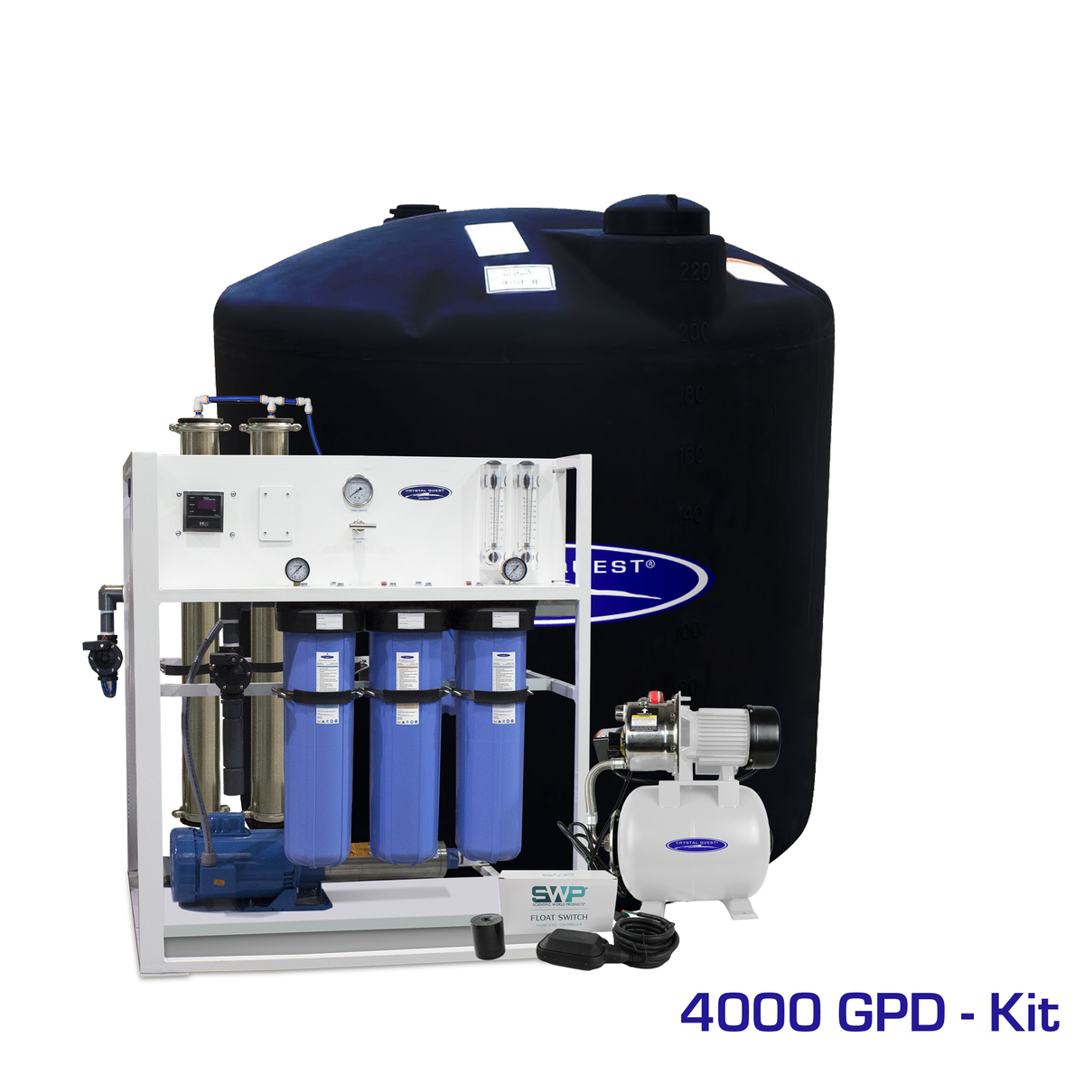 4,000 GPD / Add Storage Tank Kit (220 Gal) Commercial Mid-Flow Reverse Osmosis System (500-7000 GPD) - Commercial - Crystal Quest