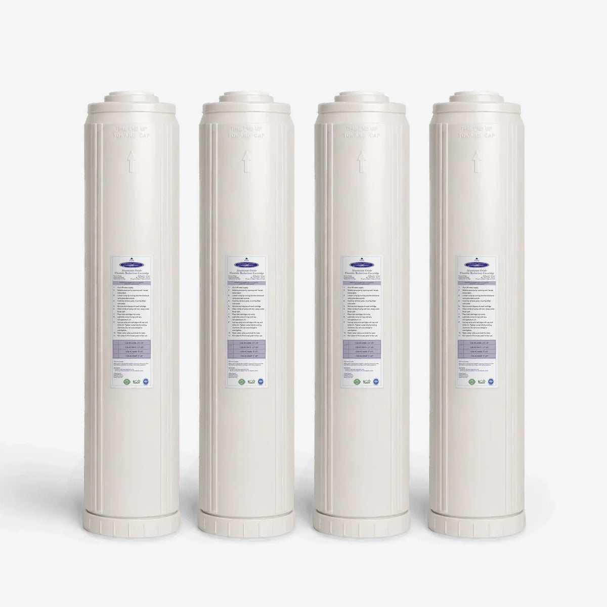 4-5/8” x 20” / Pack of 4 Aluminum Oxide Fluoride Reduction Filter Cartridge - Water Filter Cartridges - Crystal Quest®