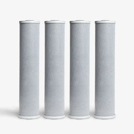 4-5/8" x 20" / Pack of 4 Coconut Based 5-Micron Carbon Block Filter Cartridge - Water Filter Cartridges - Crystal Quest®