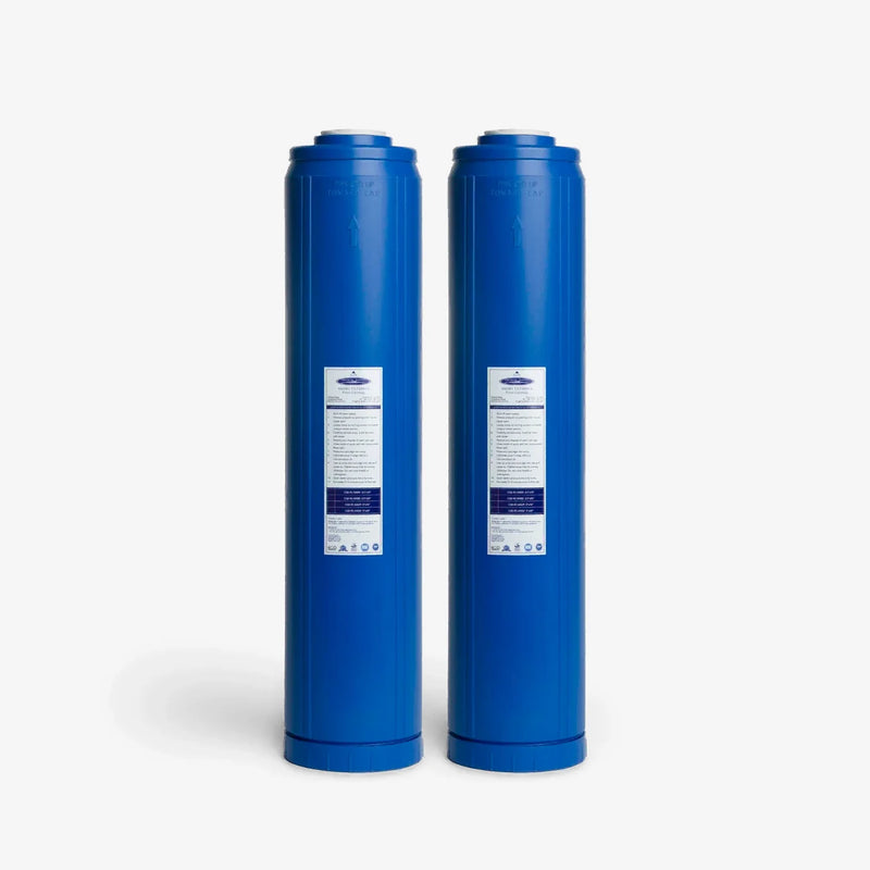 SMART Filter Cartridge, pack of two 4-5/8 x 20 inch blue cartridges, front view