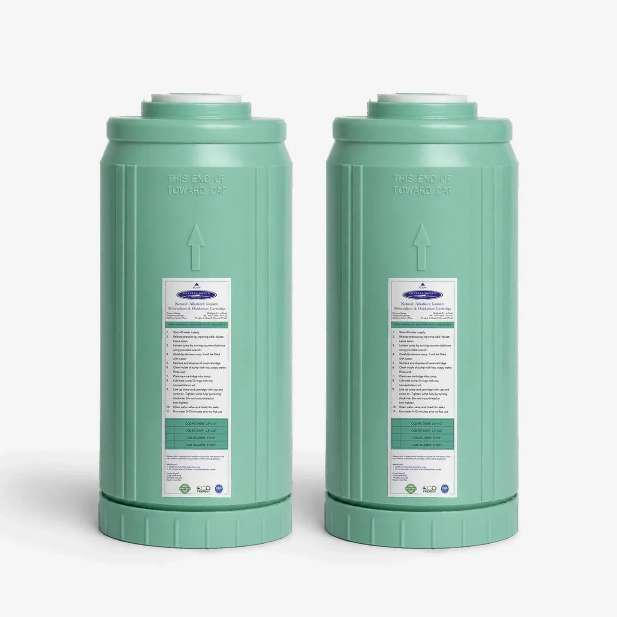 4-5/8” x 9-3/4” / Pack of 2 Alkalize/Ionizer, Mineralizer & Oxidation Cartridge - Water Filter Cartridges - Crystal Quest®