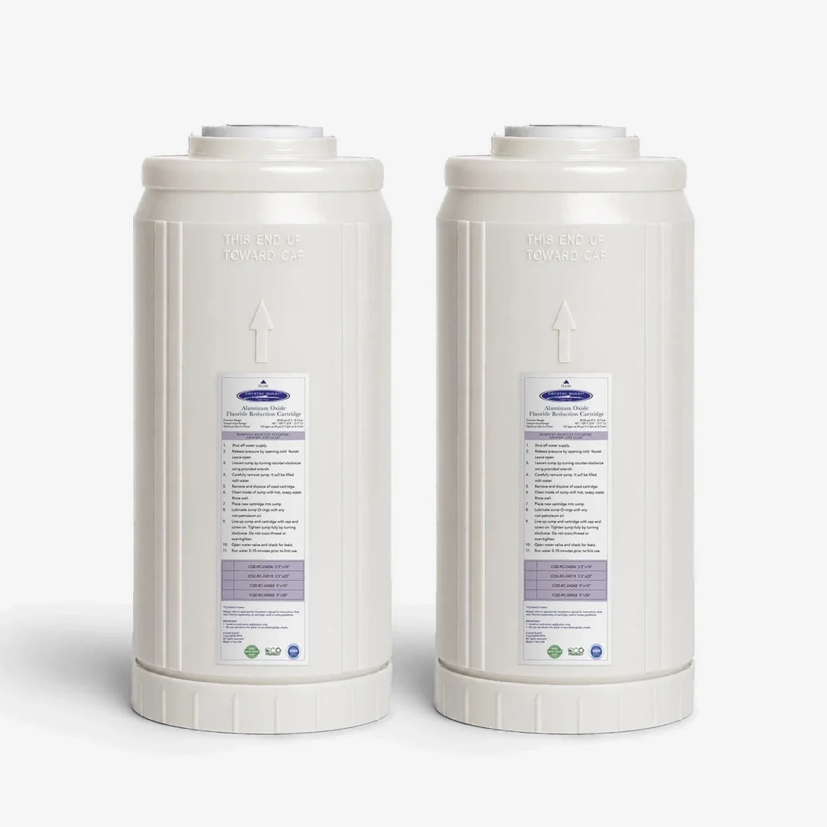 4-5/8” x 9-3/4” / Pack of 2 Aluminum Oxide Fluoride Reduction Filter Cartridge - Water Filter Cartridges - Crystal Quest®