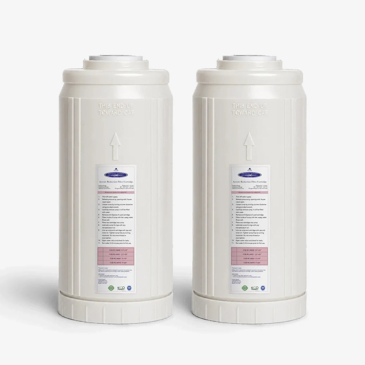 4-5/8” x 9-3/4” / Pack of 2 Arsenic Removal Filter Cartridge - Water Filter Cartridges - Crystal Quest®