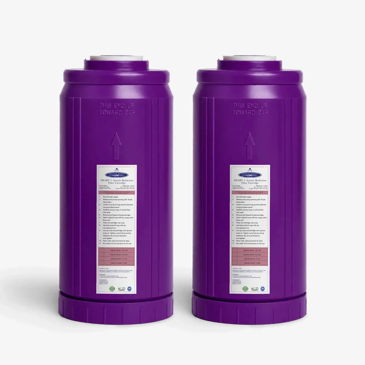 4-5/8” x 9-3/4” / Pack of 2 Arsenic Removal + SMART Filter Cartridge - Water Filter Cartridges - Crystal Quest®