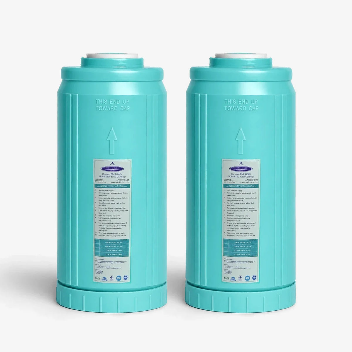 4-5/8” x 9-3/4” / Pack of 2 GAC Filter Cartridge (Coconut Shell Granular Activated Carbon) - Water Filter Cartridges - Crystal Quest®