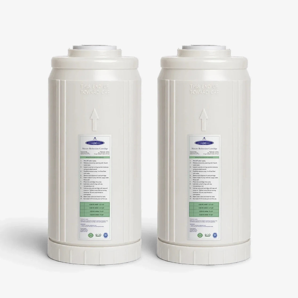 4-5/8” x 9-3/4” / Pack of 2 Nitrate Removal Filter Cartridge - Water Filter Cartridges - Crystal Quest®