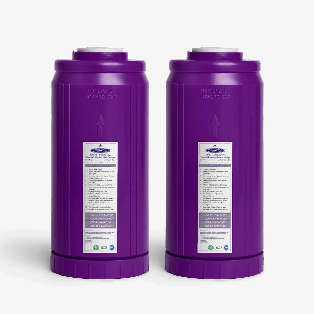 4-5/8” x 9-3/4” / Pack of 2 SMART + Calcium GAC Fluoride Reduction Cartridge - Water Filter Cartridges - Crystal Quest®