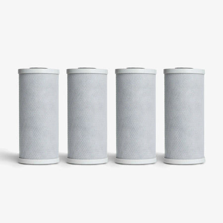 4-5/8" x 9-3/4" / Pack of 4 Coconut Based 5-Micron Carbon Block Filter Cartridge - Water Filter Cartridges - Crystal Quest®