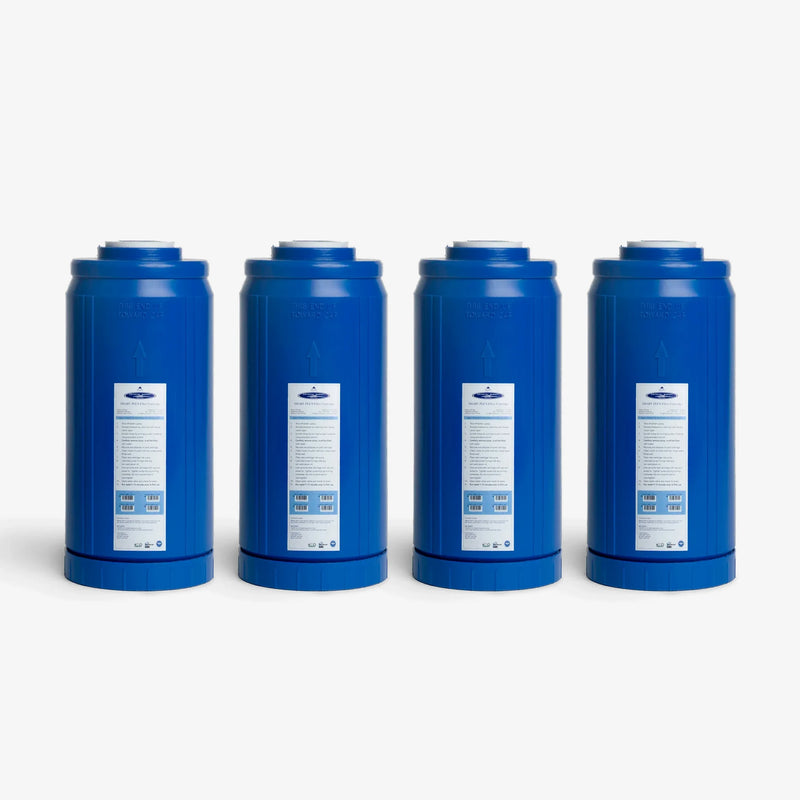SMART Plus Filter Cartridge, 4-5/8 x 9-3/4 inch, pack of four blue cartridges in a row