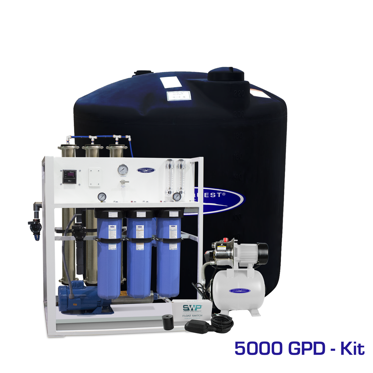 5,000 GPD / Add Storage Tank Kit (220 Gal) Commercial Mid-Flow Reverse Osmosis System (500-7000 GPD) - Commercial - Crystal Quest
