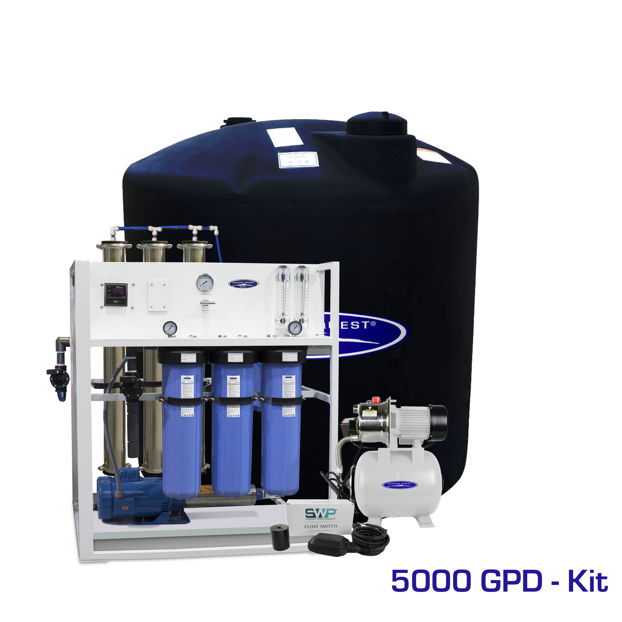 5,000 GPD / Add Storage Tank Kit (220 Gal) Medical Mid-Flow Reverse Osmosis System (500-7000 GPD) - Commercial - Crystal Quest