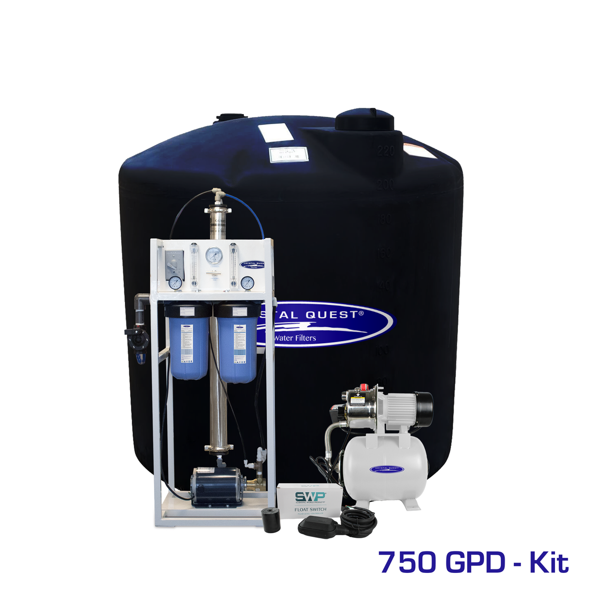 750 GPD / Add Storage Tank Kit (220 Gal) Commercial Mid-Flow Reverse Osmosis System (500-7000 GPD) - Commercial - Crystal Quest