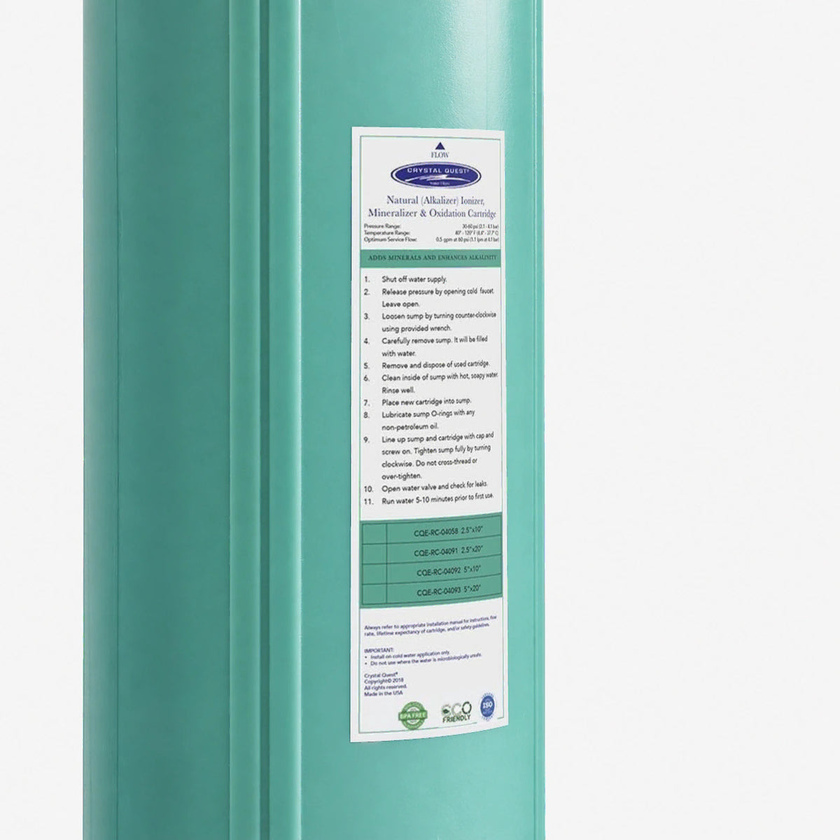 Alkalize/Ionizer, Mineralizer & Oxidation Cartridge - Water Filter Cartridges - Crystal Quest®
