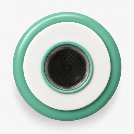 Alkalize/Ionizer, Mineralizer & Oxidation Cartridge, 2-7/8 inch size: top end seen straight on, white seal ring around the center port