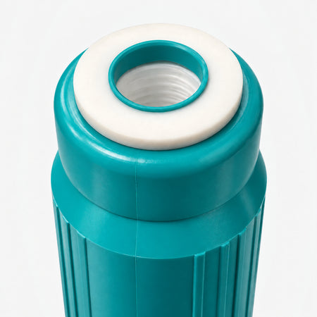 Alkalize/Ionizer, Mineralizer & Oxidation + SMART Filter Cartridge, 2-7/8 inch size: close-up of the top cap and white gasket around the threaded center port