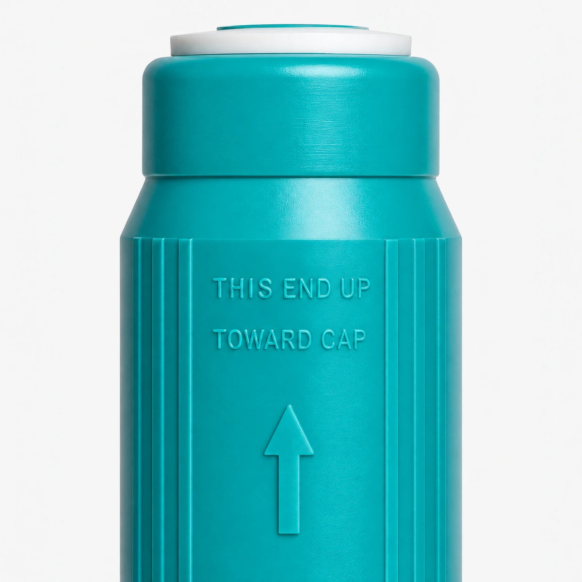 Alkalize/Ionizer, Mineralizer & Oxidation + SMART Filter Cartridge, 2-7/8 inch size: close-up of the molded THIS END UP TOWARD CAP marking and arrow