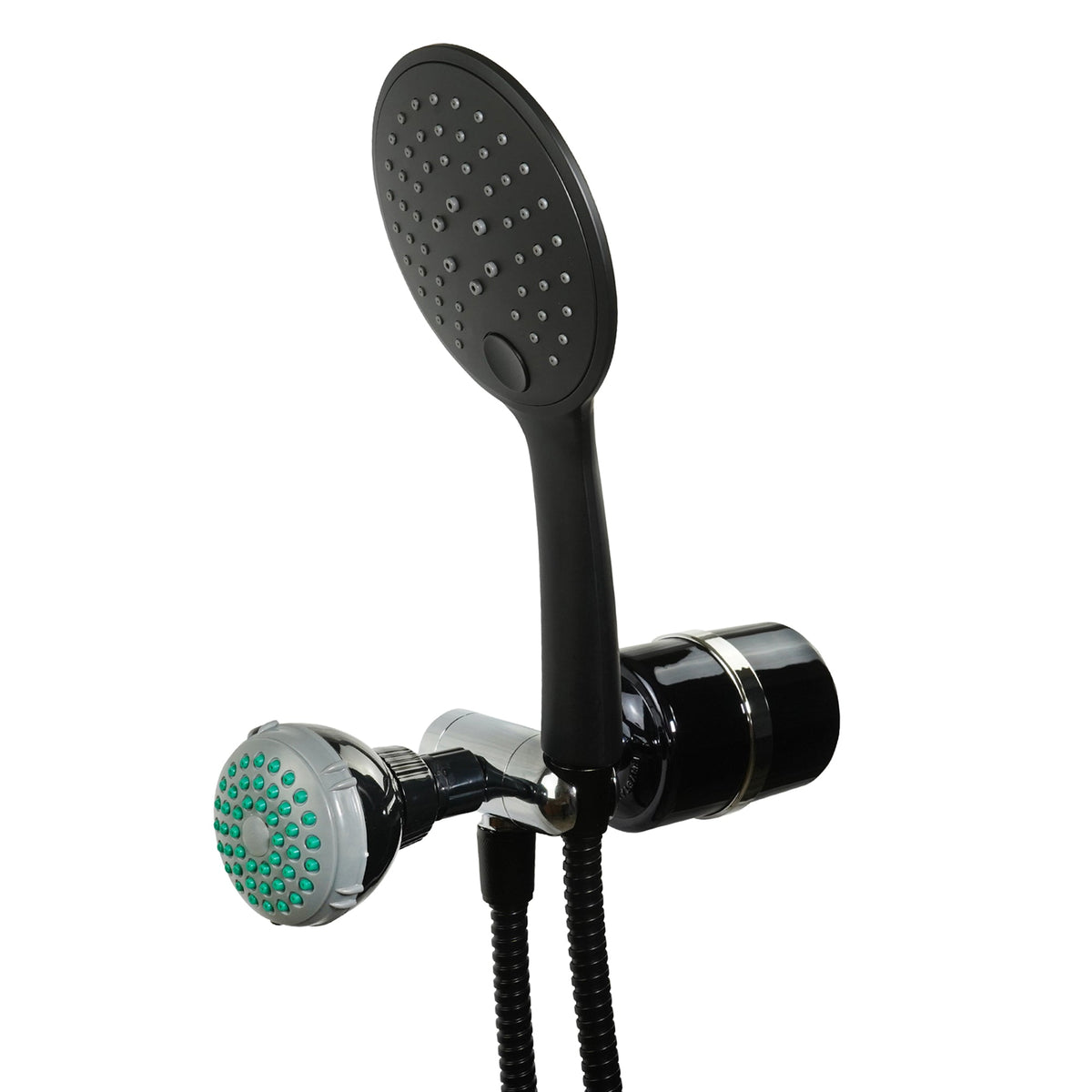 Black 2-in-1 Handheld and Shower Head Combo Filter - Shower Bath Filters - Crystal Quest