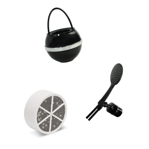 Black Single Bath Bundle - Bath Ball Cartridge - - Crystal Quest Water Filters
