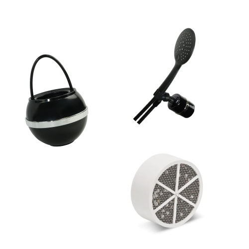 Black Single Bath Bundle - Shower Cartridge - - Crystal Quest Water Filters