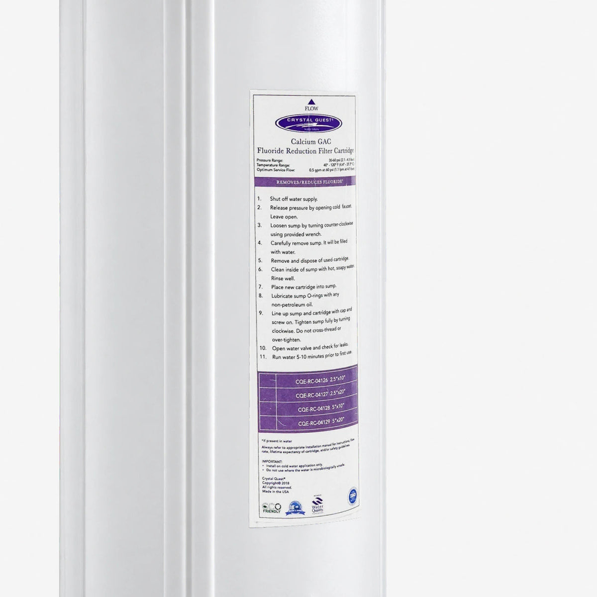 Calcium GAC Fluoride Reduction Filter Cartridge - Water Filter Cartridges - Crystal Quest®