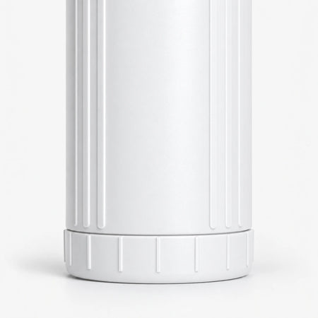 Calcium GAC Fluoride Reduction Filter Cartridge, 2-7/8 inch size: close-up of the ribbed lower body and bottom band
