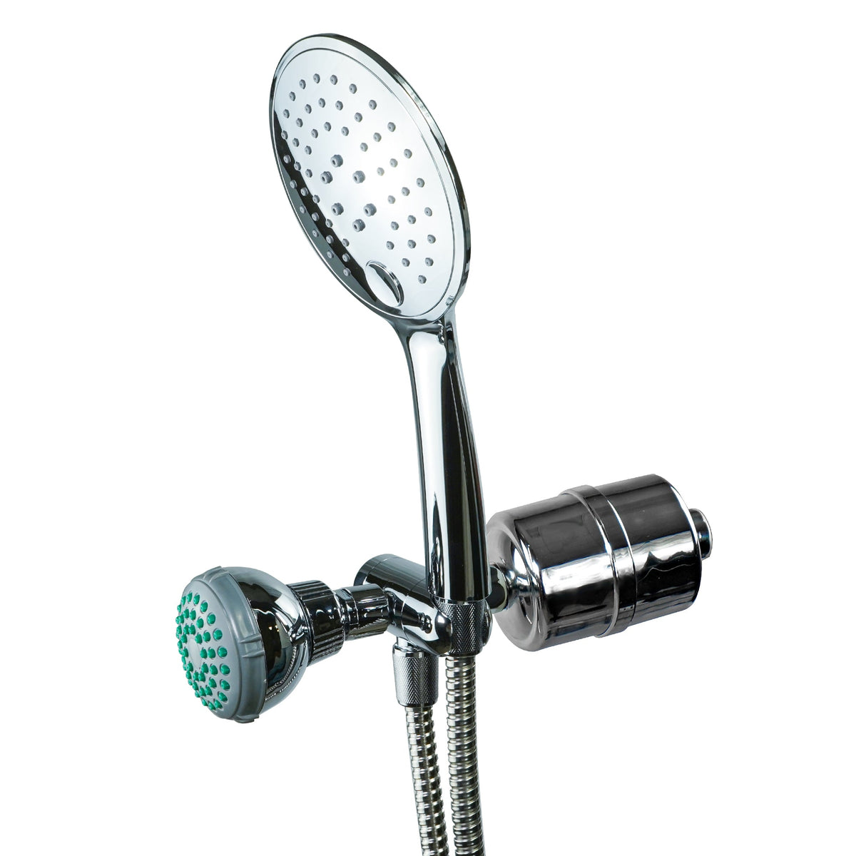 Chrome 2-in-1 Handheld and Shower Head Combo Filter - Shower Bath Filters - Crystal Quest