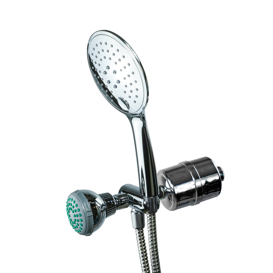 Chrome Handheld and Shower Head Combo Filter - Shower Bath Filters - Crystal Quest