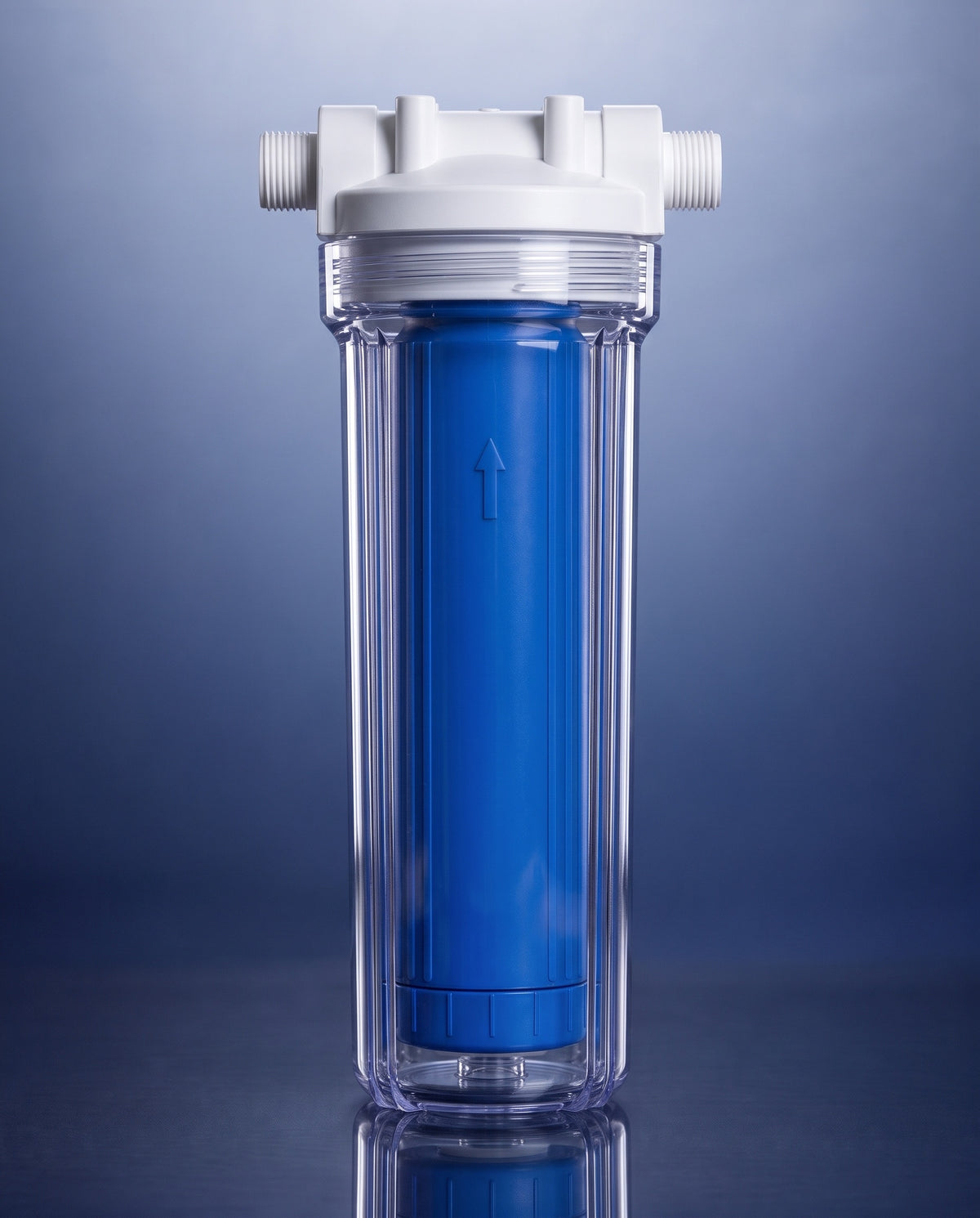 SMART cartridge installed in a clear filter housing