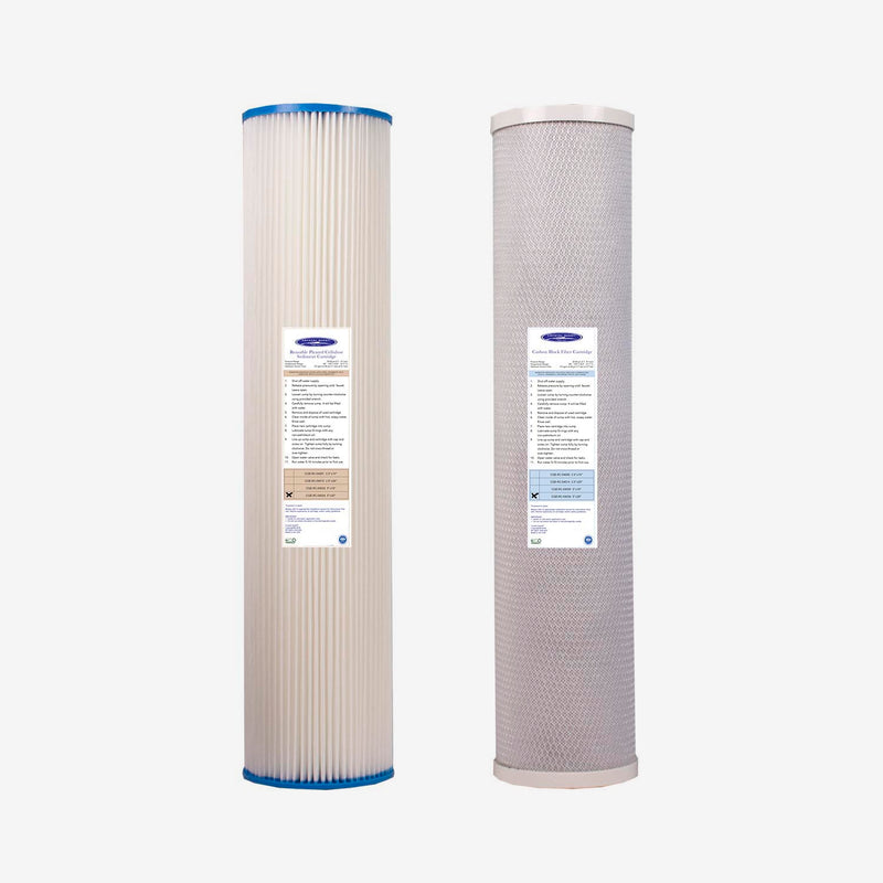 1500/2500 GPD Whole House RO Filter Pack, wide pleated sediment and carbon block cartridges