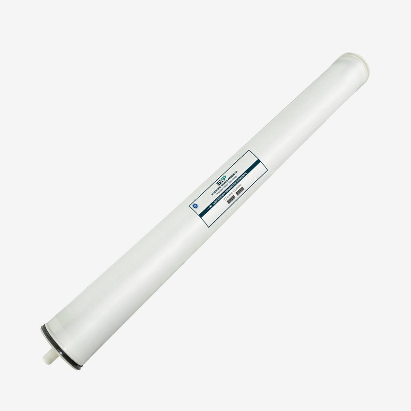 4 x 40 inch Freshwater Reverse Osmosis Membrane, white wrapped commercial membrane element, side view