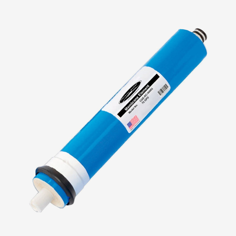 75 GPD RO Membrane, blue membrane element with Crystal Quest model label