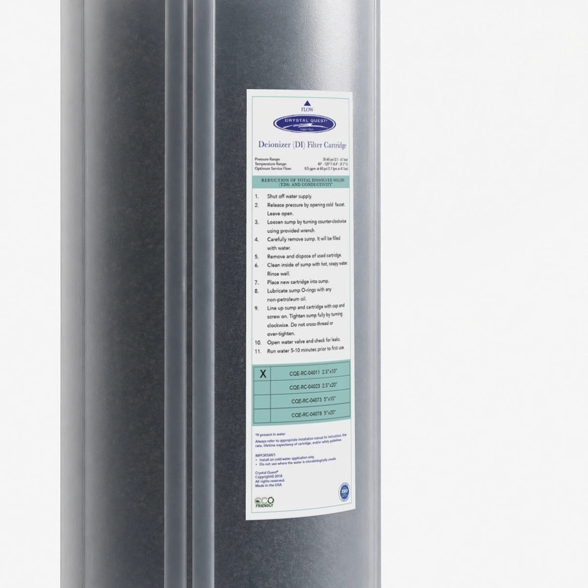 Ultra High Purity DI Resin Cartridge - Water Filter Cartridges - Crystal Quest®