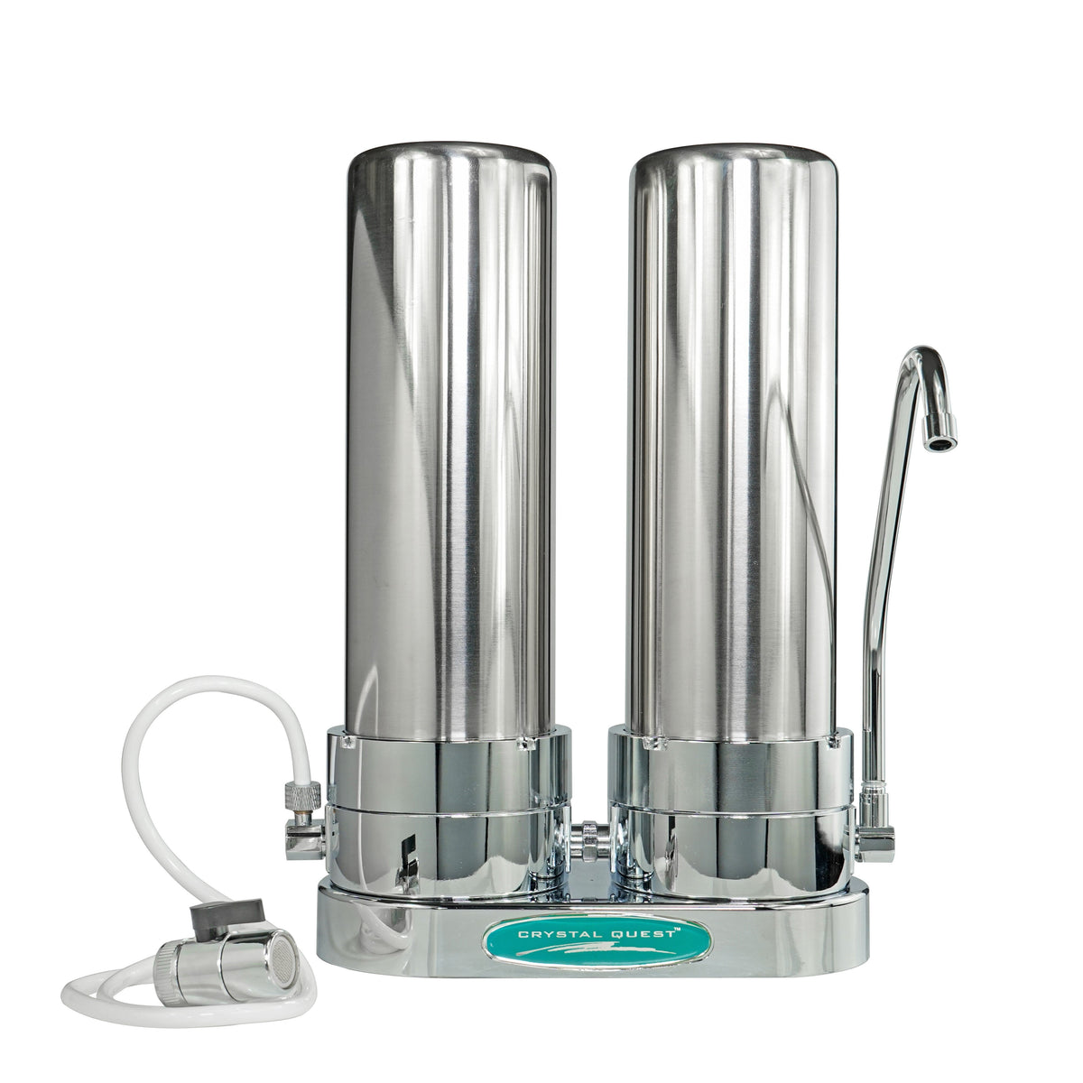 Double / Stainless Steel Fluoride Countertop Water Filter System - Countertop Water Filters - Crystal Quest