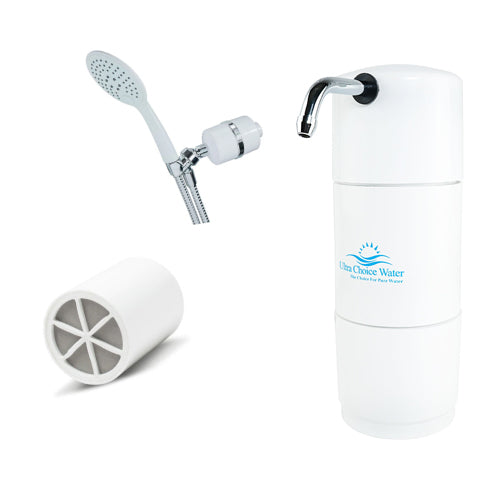 Family Counter Essentials Bundle - Full Handheld Shower - - Crystal Quest Water Filters